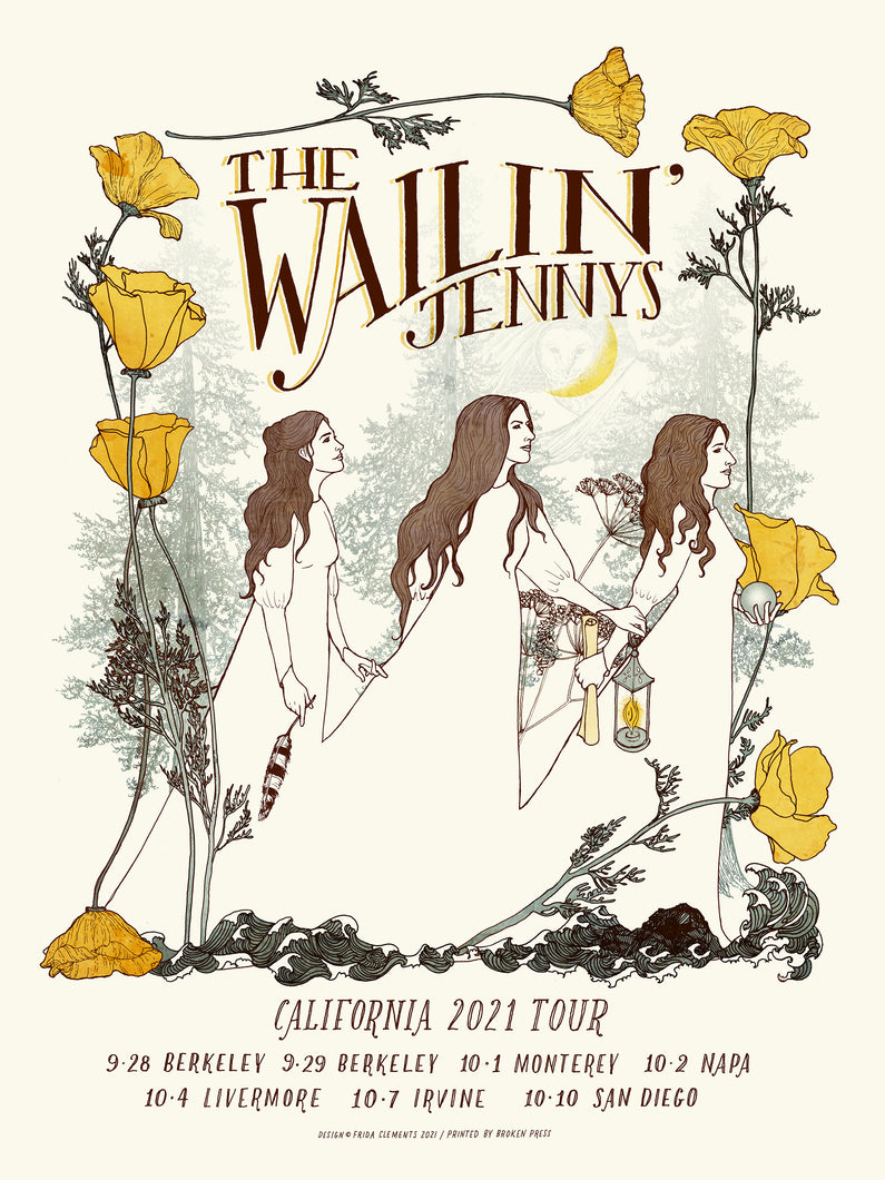 The Wailin' Jennys 2021 California Tour Poster